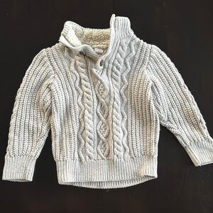GAP Gray Cable Knit Sweater with Mock Turtleneck